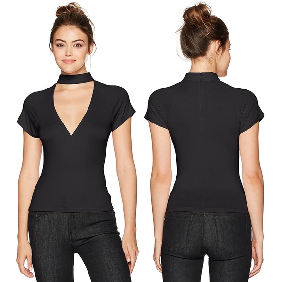 Deep V Faux Wrap Choker Tee NWOT - Picture 7 of 7